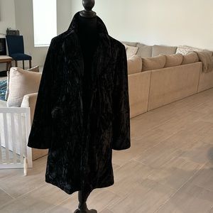 Black velvet knee length coat